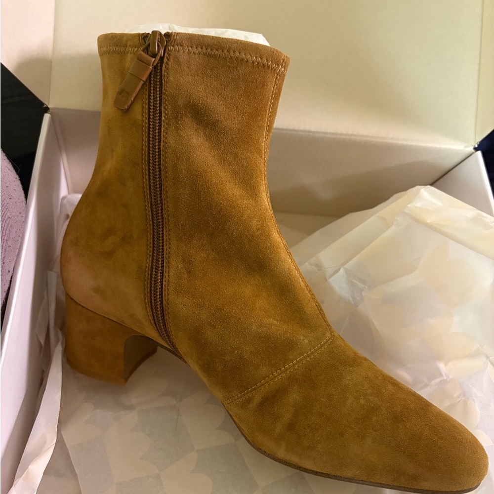 Birdies Tan Suede Ankle Boots